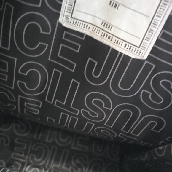 Justice Black and Gold Polka Dot Backpack with Pouch - Picture 10 of 12